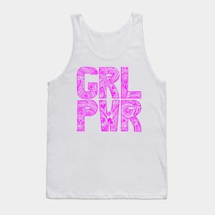 Floral girlpower text in pink Tank Top